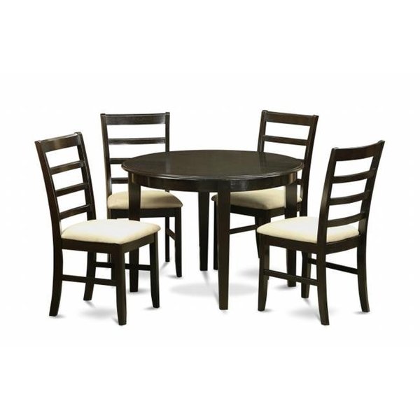 East West Furniture East West Furniture BOPF5-CAP-C 5 Piece Small Kitchen Table Set-Round Kitchen Table and 4 Dining Chairs BOPF5-CAP-C